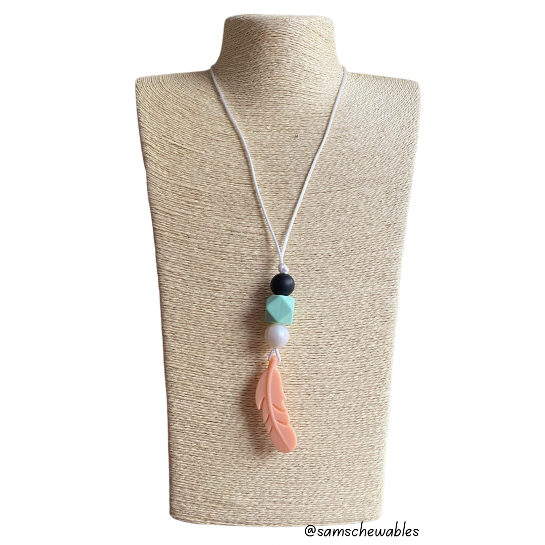 Peach Feather Nursing Necklace