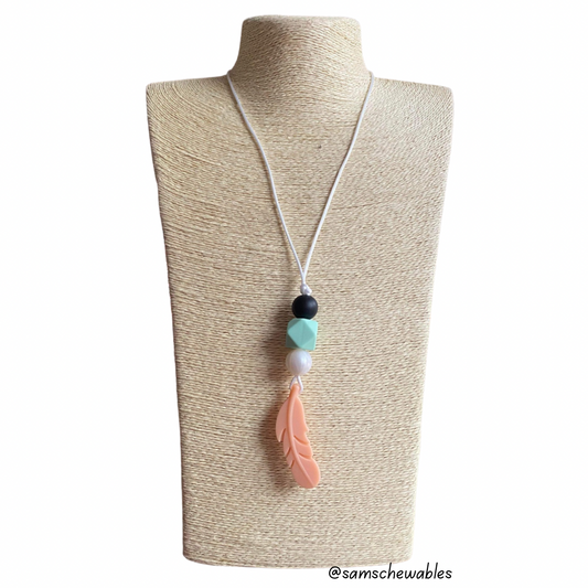 Peach Feather Nursing Necklace